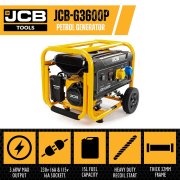 JCB-G3600P 224cc 3.6kW / 4.5kVA Single-Phase Petrol Generator
